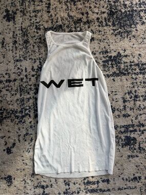 Yeezy White Tank Top with Black 'WET' Logo